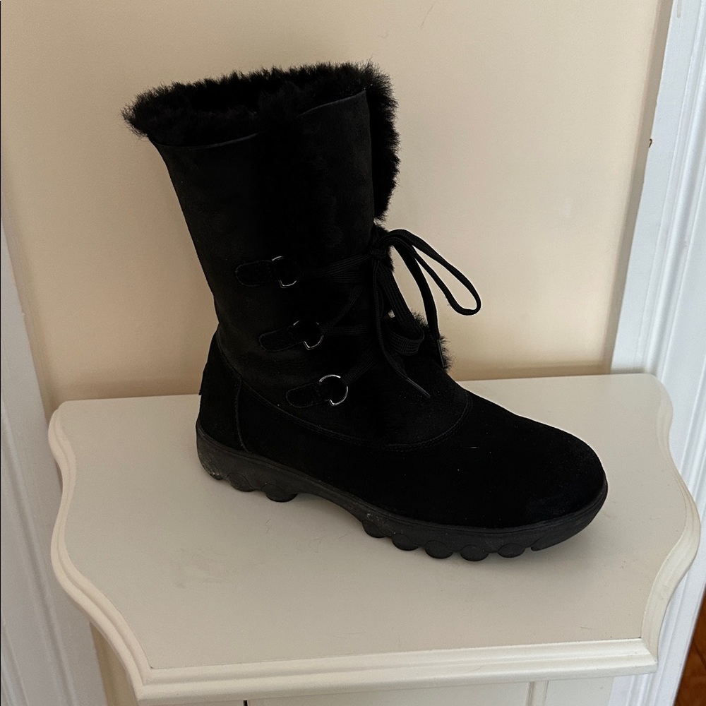 Women's WOOL Black Fur-Lined Boots